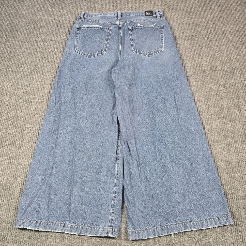 Current/Elliott Jeans Womens 30 Blue Wide Leg Cropped Raw Hem High Rise 30x26 - Picture 2 of 14